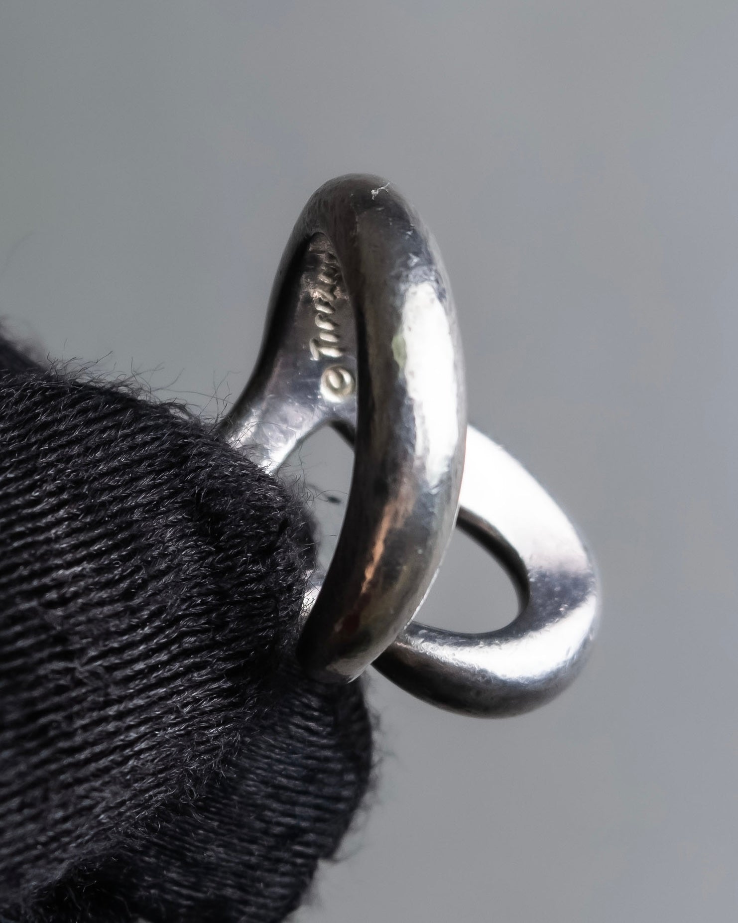 "Tiffany&Co" Elsa Peretti open heart signature silver ring