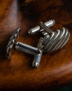 "Tiffany&Co" Rope-shaped milgrain design silver cufflinks ＆tie clip