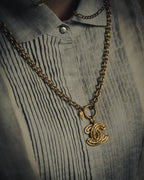 -SPECIAL- “CHANEL” 80’s-90’s Quilted cc pendant chain necklace