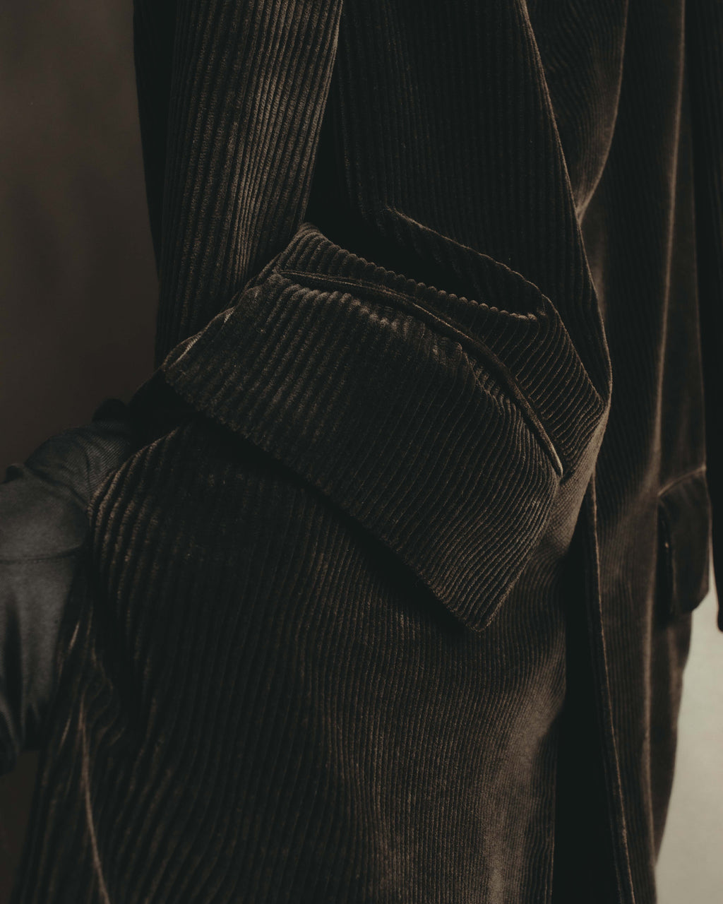 -SPECIAL- "GUCCI" 90's-00's Dark brown corduroy tailored chesterfield coat