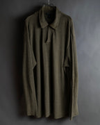 "Vintage herringbone long sleeve polo shirt"