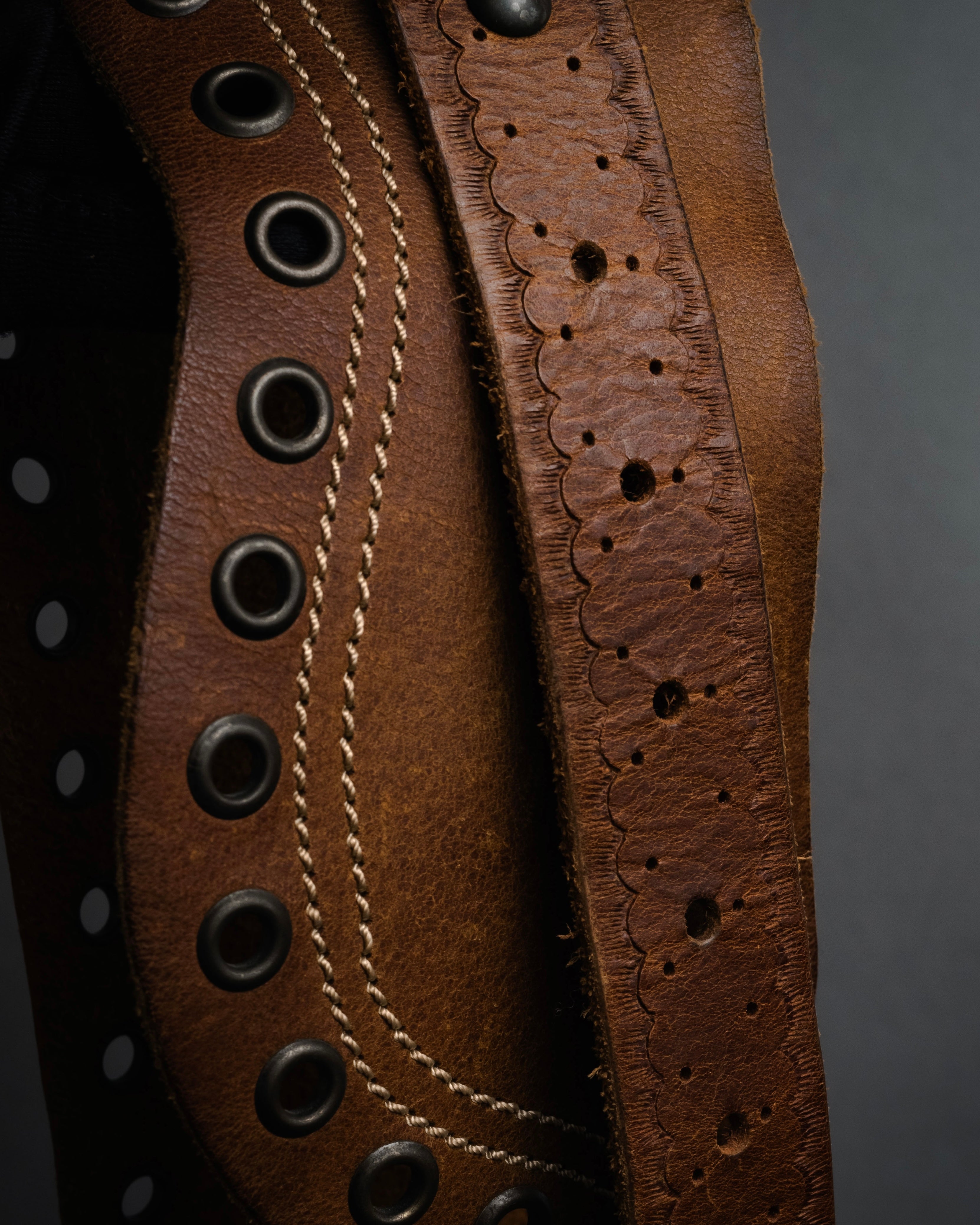 “DIESEL” 2000’s Studded craft leather belt