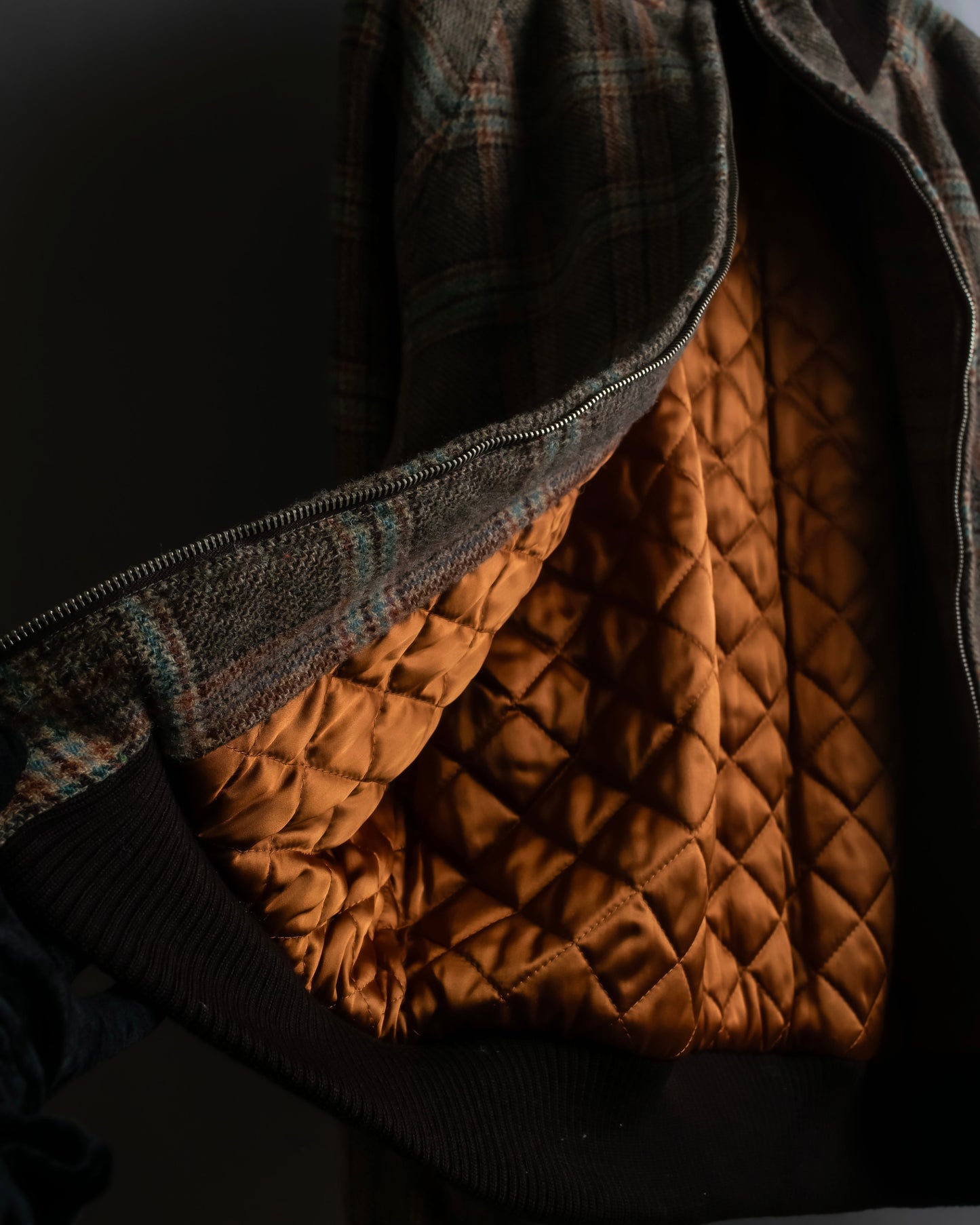 "ETRO" Multi-check pattern high neck ribbed knit blouson