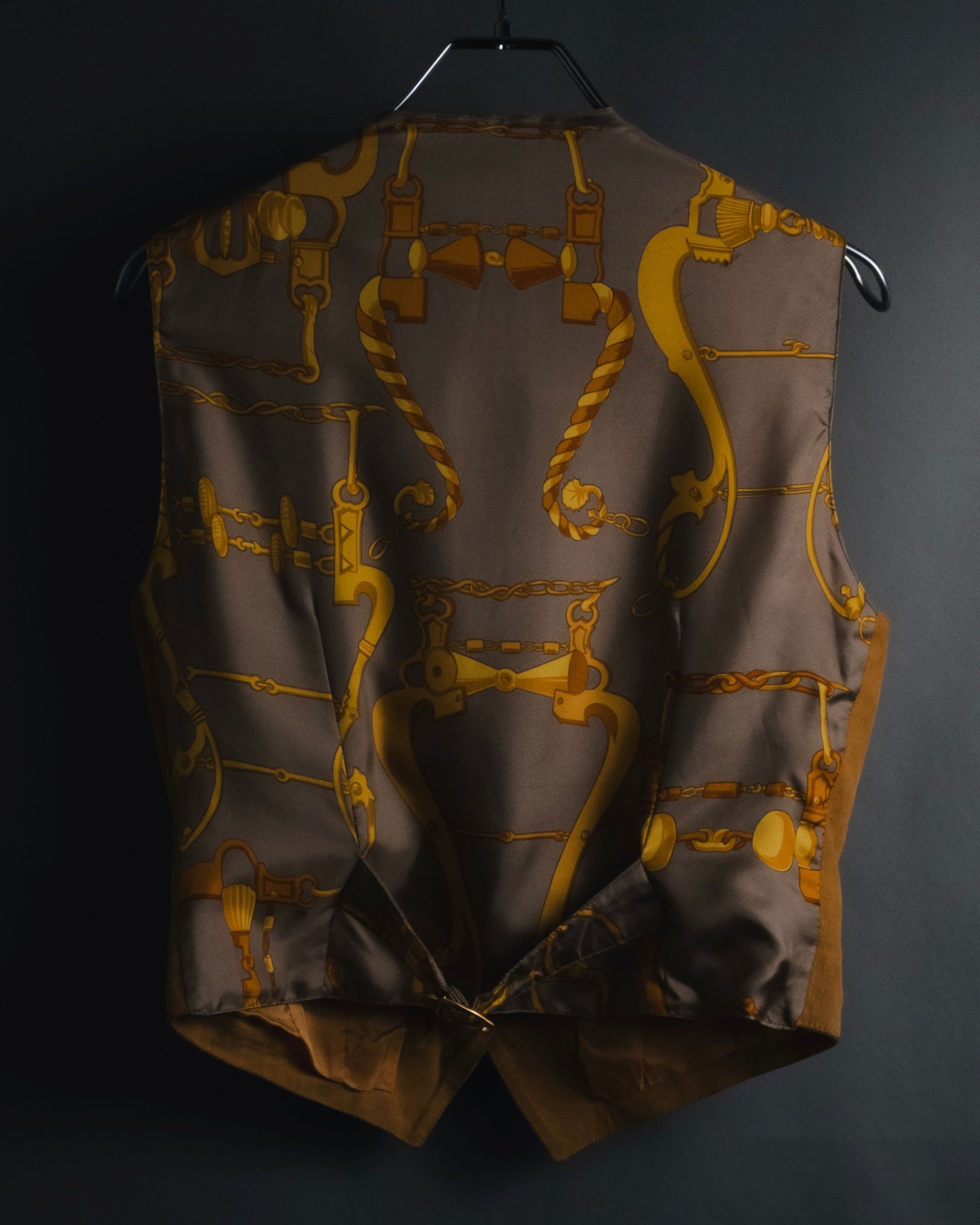 "GUCCI" 90’s suede and silk equestrian back vest