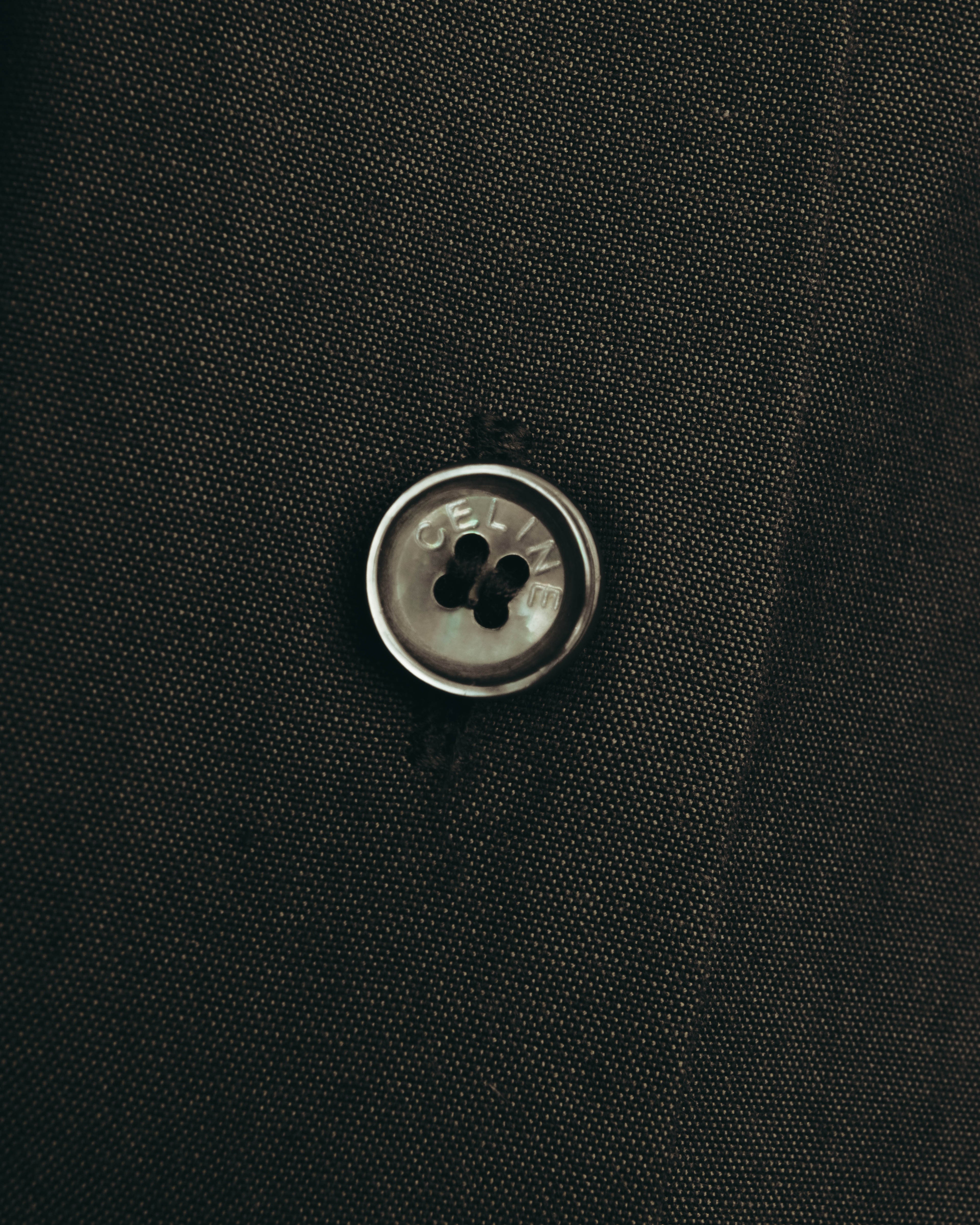 "CELINE" 90's-00's Sharp collared cotton button-up shirt