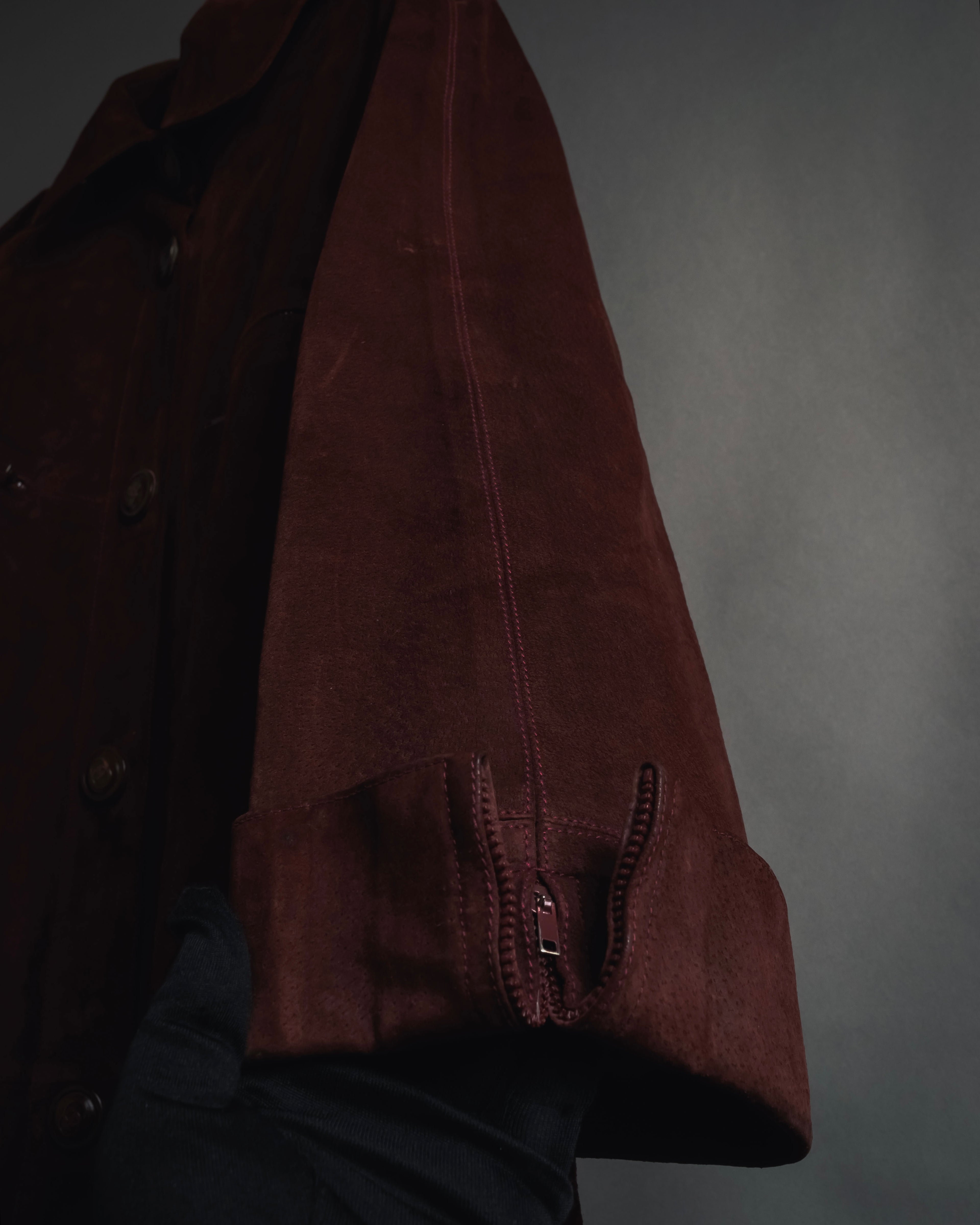 -SPECIAL- "GUCCI" 70’s Suede leather round collar coat