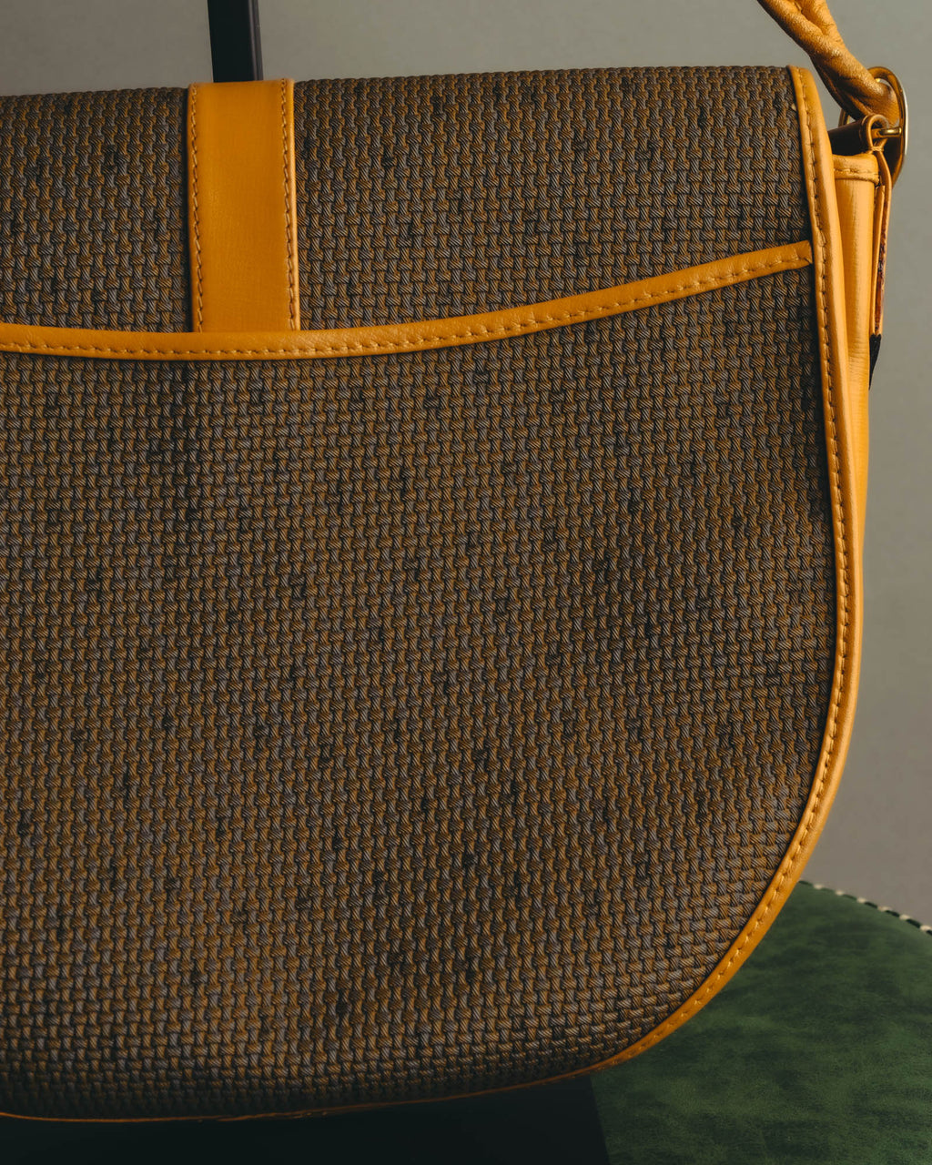 "Yves Saint Laurent" 70's-90's Woven leather shoulder bag