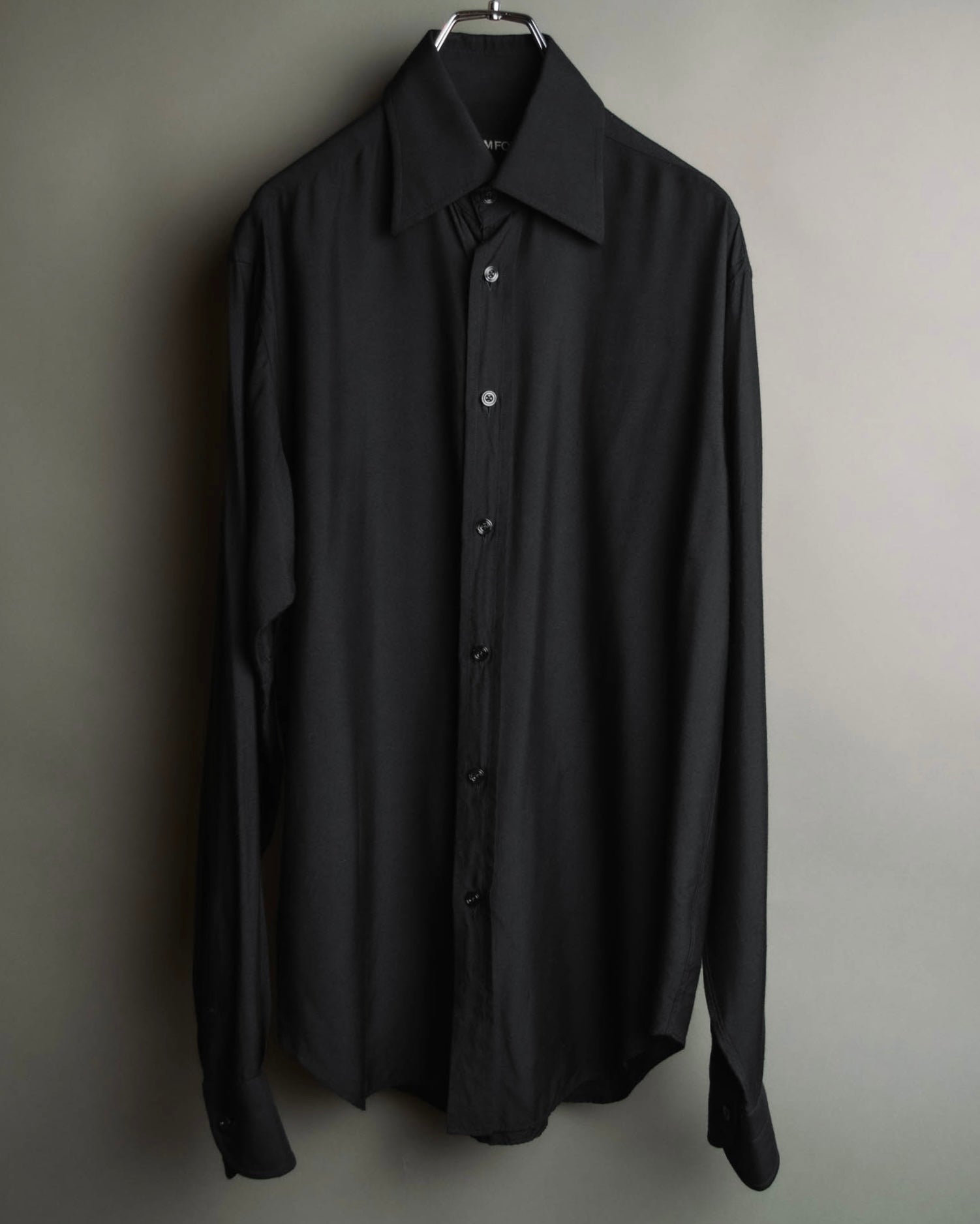 "TOM FORD" 2010's Fluid rayon silk classic collar black shirt