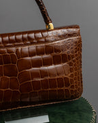 "Franco Parmiggiani" Turn lock design crocodile texture hand bag