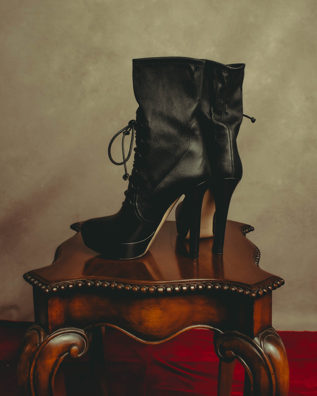–SPECIAL– "Miu Miu" 00's–10's Sculptural platform lace up ankle boots