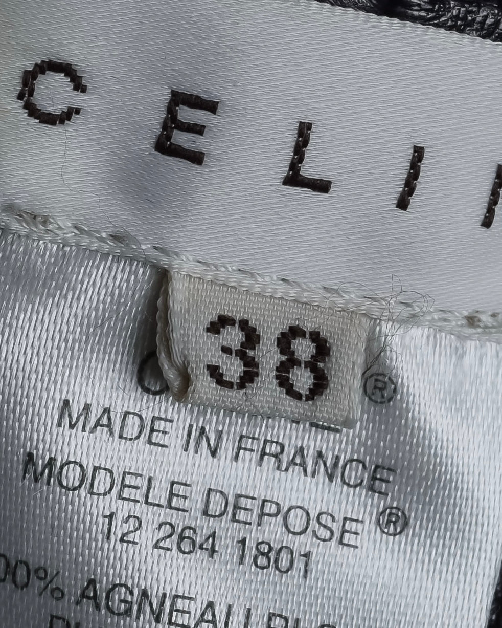 "CELINE" Front metal buckle detail leather skirt