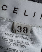 "CELINE" Front metal buckle detail leather skirt