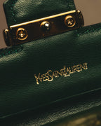 "Yves Saint Laurent" 80's Dark green crocodile compact wallet