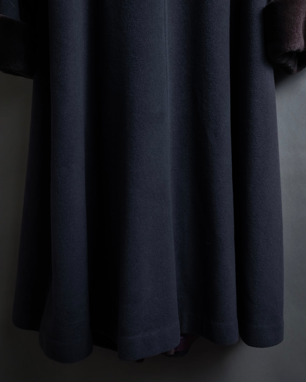 "Junko Yamamoto" Fur-trimmed design long cashmere blend coat
