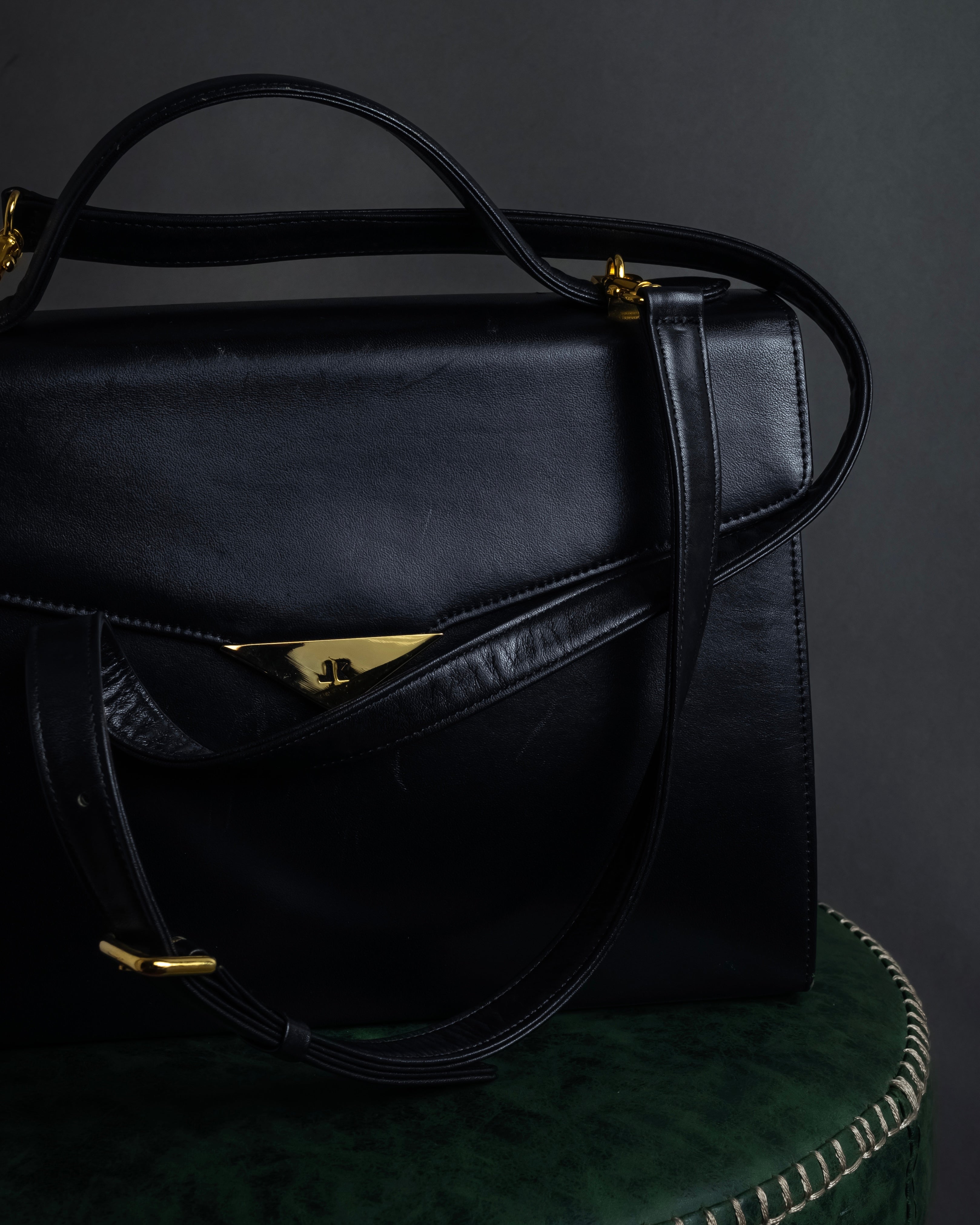 "JUNKO KOSHINO" Geometric motif design 2-way leather shoulder bag