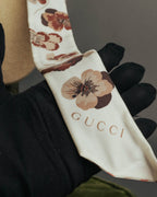 "GUCCI" 00's-10's Floral and striped silk neck bow scarf