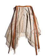 LOEWE by Jonathan Anderson/ Fringe Designed Beige Anagram Blanket Skirt