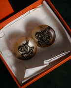 "HERMES" 90’s horn motif buffalo horn clip earrings