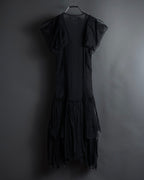 "MCQ Alexander McQueen" 06-10's Puffed sleeve gathered georgette long dress