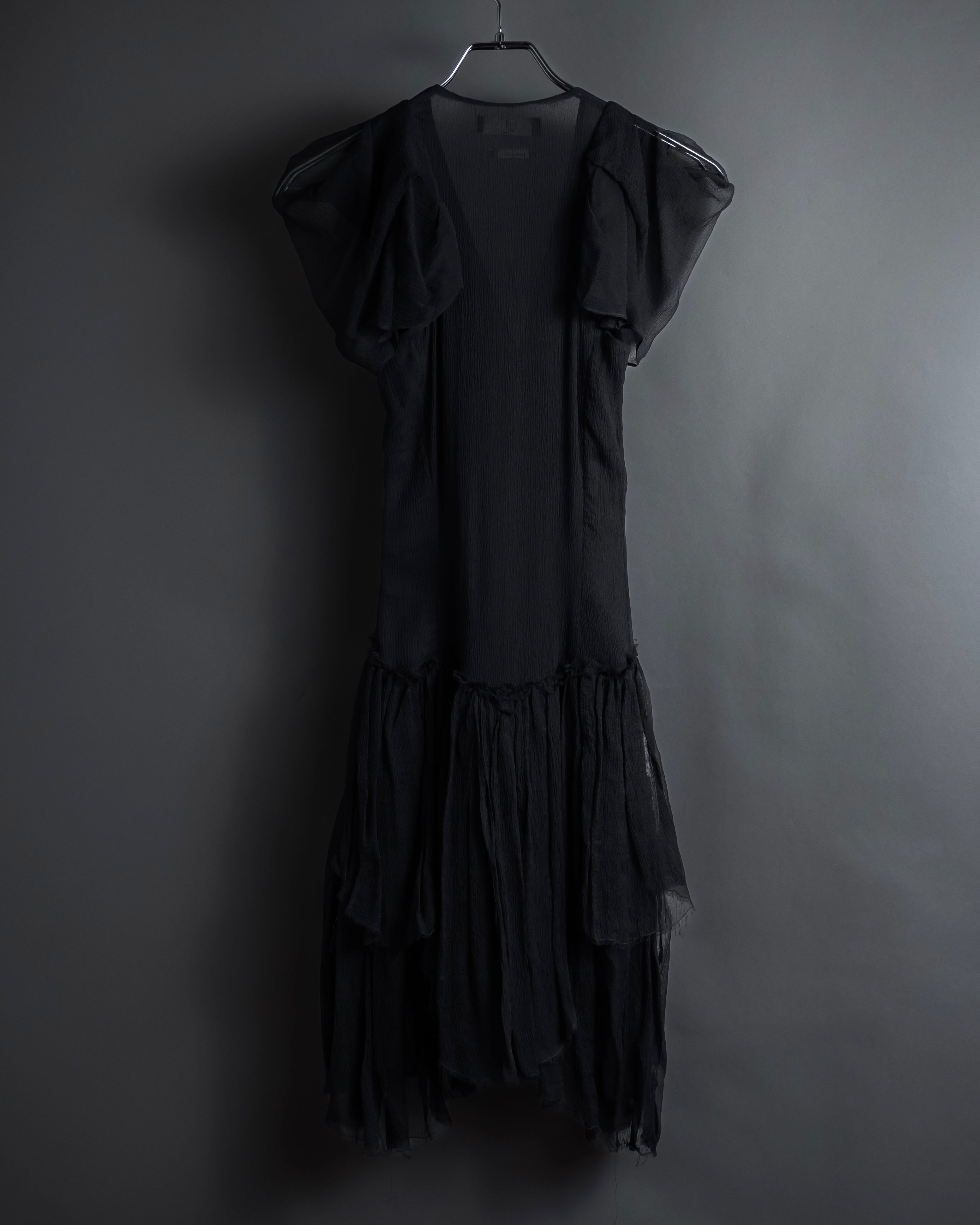 "MCQ Alexander McQueen" 06-10's Puffed sleeve gathered georgette long dress