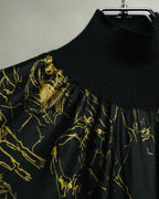 "Hermès" 00's Horse sketch print silk-paneled cashmere blend knit sweater
