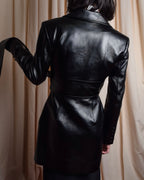 "MATÉRIEL TBILISI" Draped belted synthetic leather long jacket