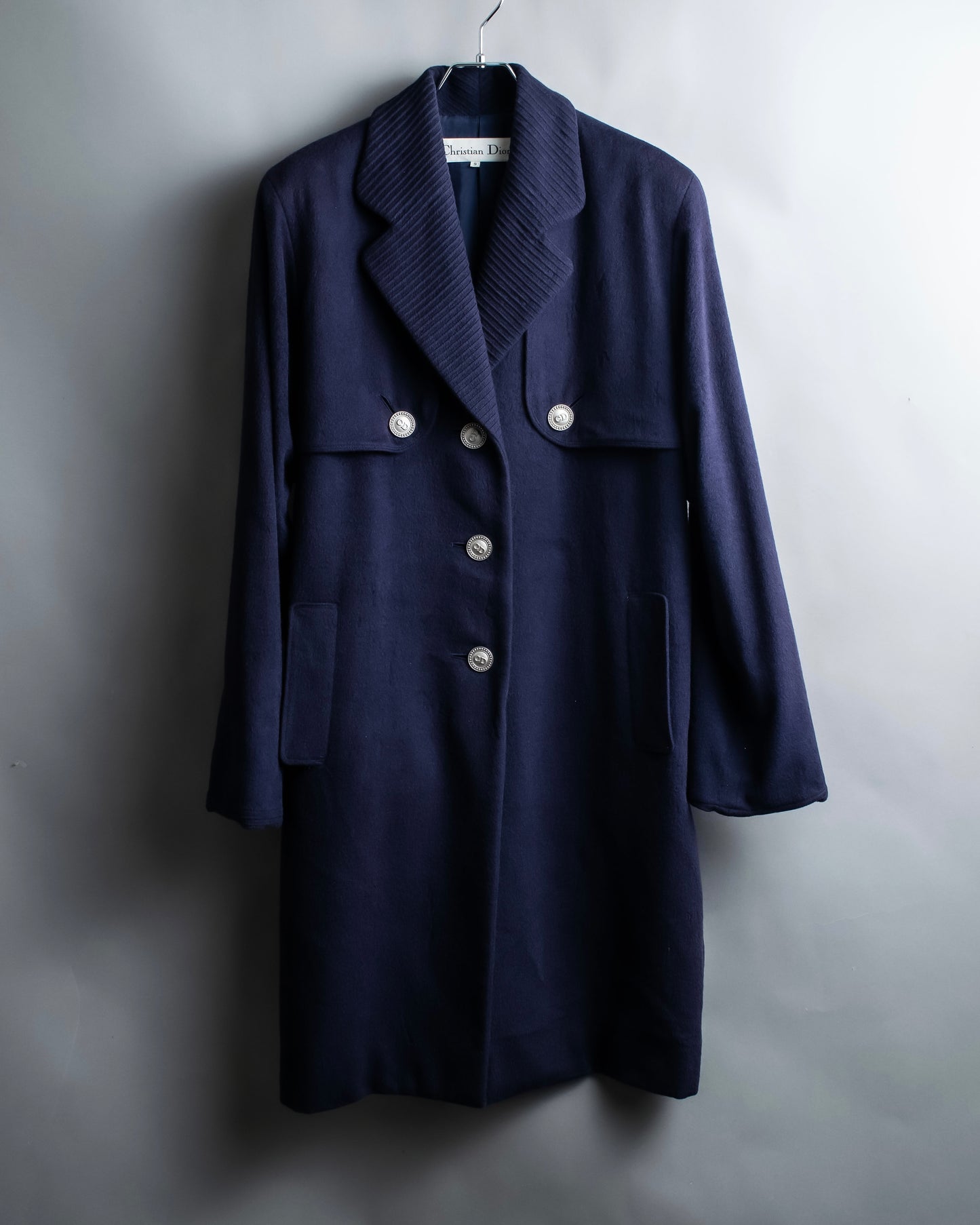 "DIOR" Double gun flap belted chester field coat