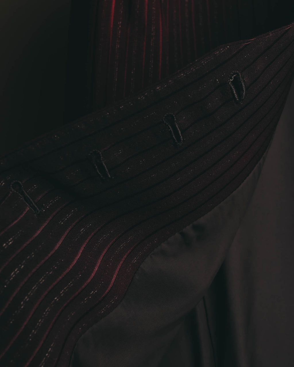 -SPECIAL- “Yves Saint Laurent“ 80's-90's Swiss fabric lurex stripe collarless long jacket