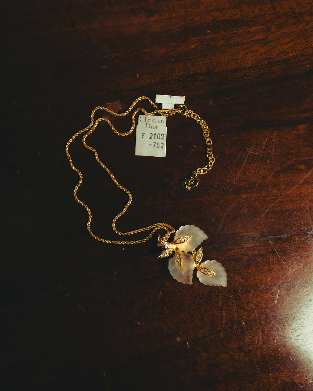 "Christian Dior" 70's-80's Sculptural leaf pendant necklace