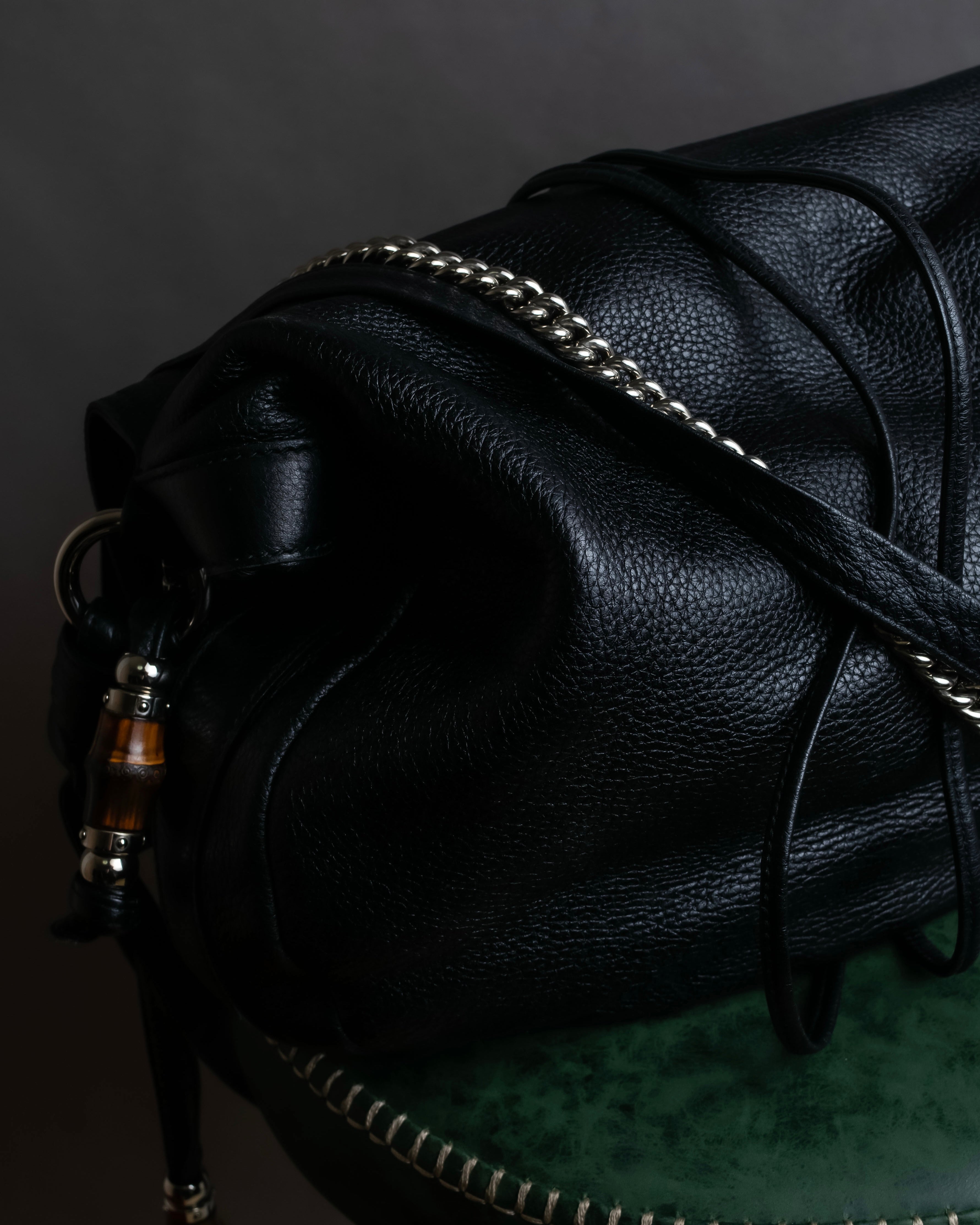 "GUCCI" Bamboo design combination chain shoulder leather bag
