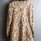 "PRADA" 1996fall Geometric pattern leather trim design mid length coat