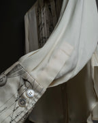 "HERMES" 90's Musical score motif front pleated shirt