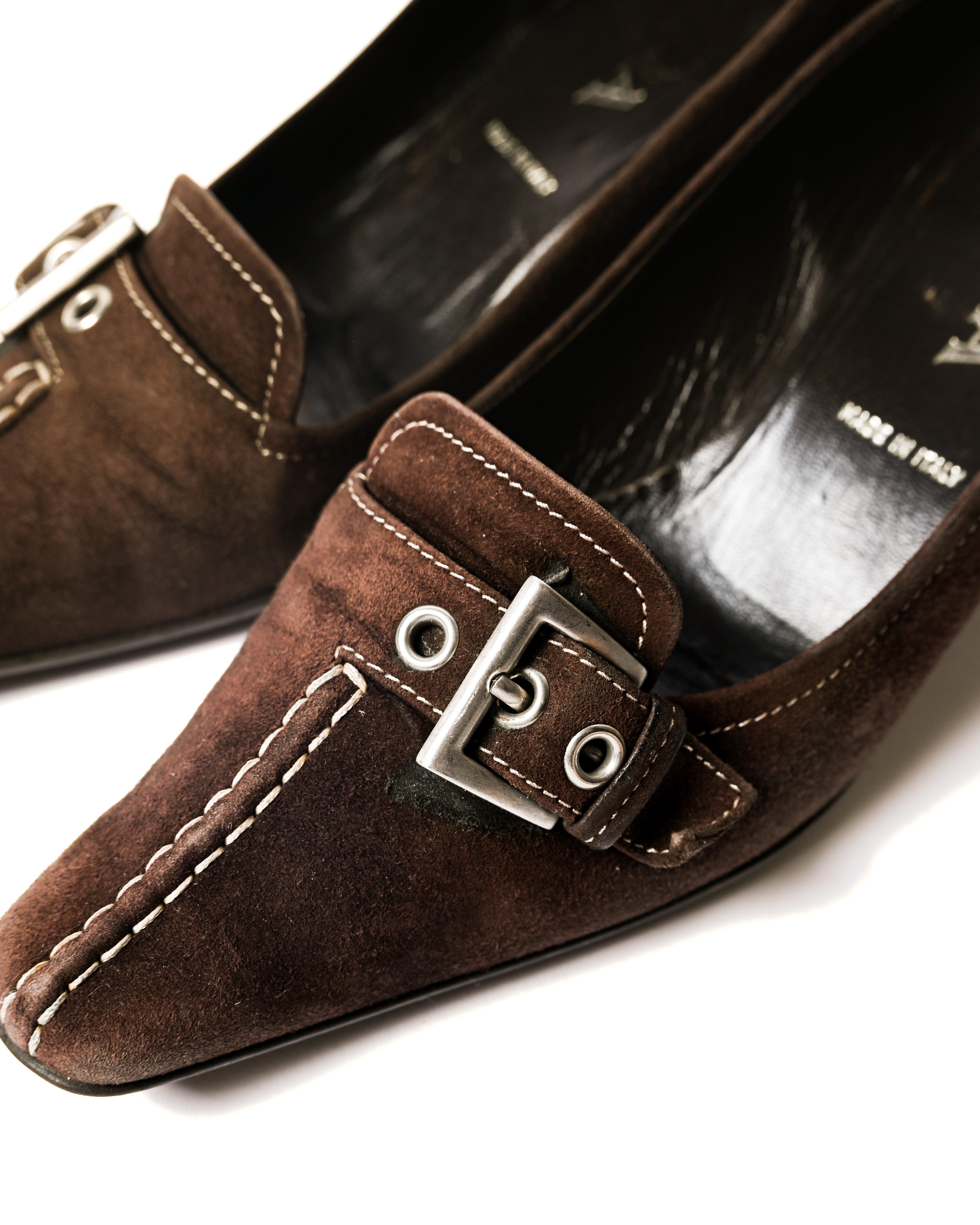 PRADA/ Brown Suede Leather Classic Pumps Heels