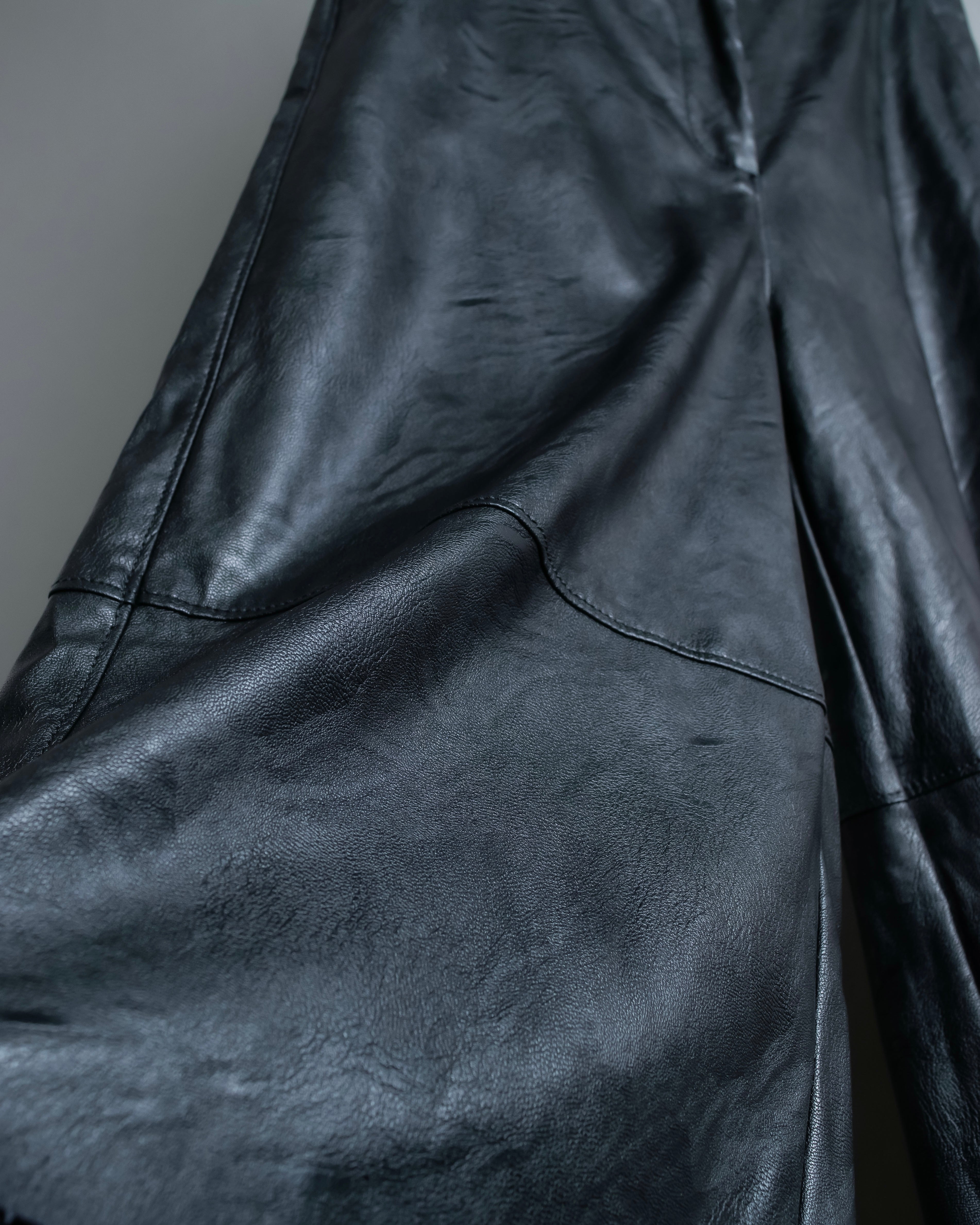 "MM6" Synthetic Leather Cut-Out Design Shorts