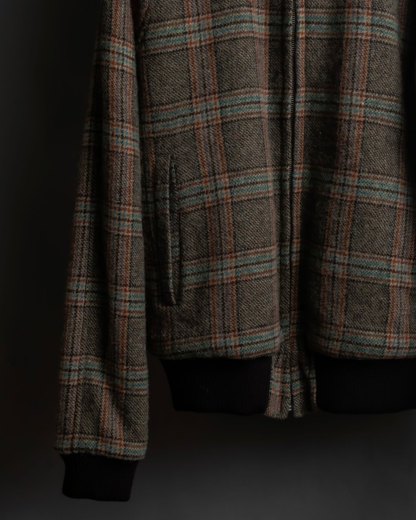 "ETRO" Multi-check pattern high neck ribbed knit blouson