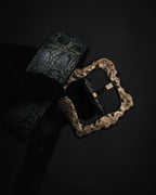"DOLCE & GABBANA" 2003-08 Distressed croc-embossed hammered buckle belt