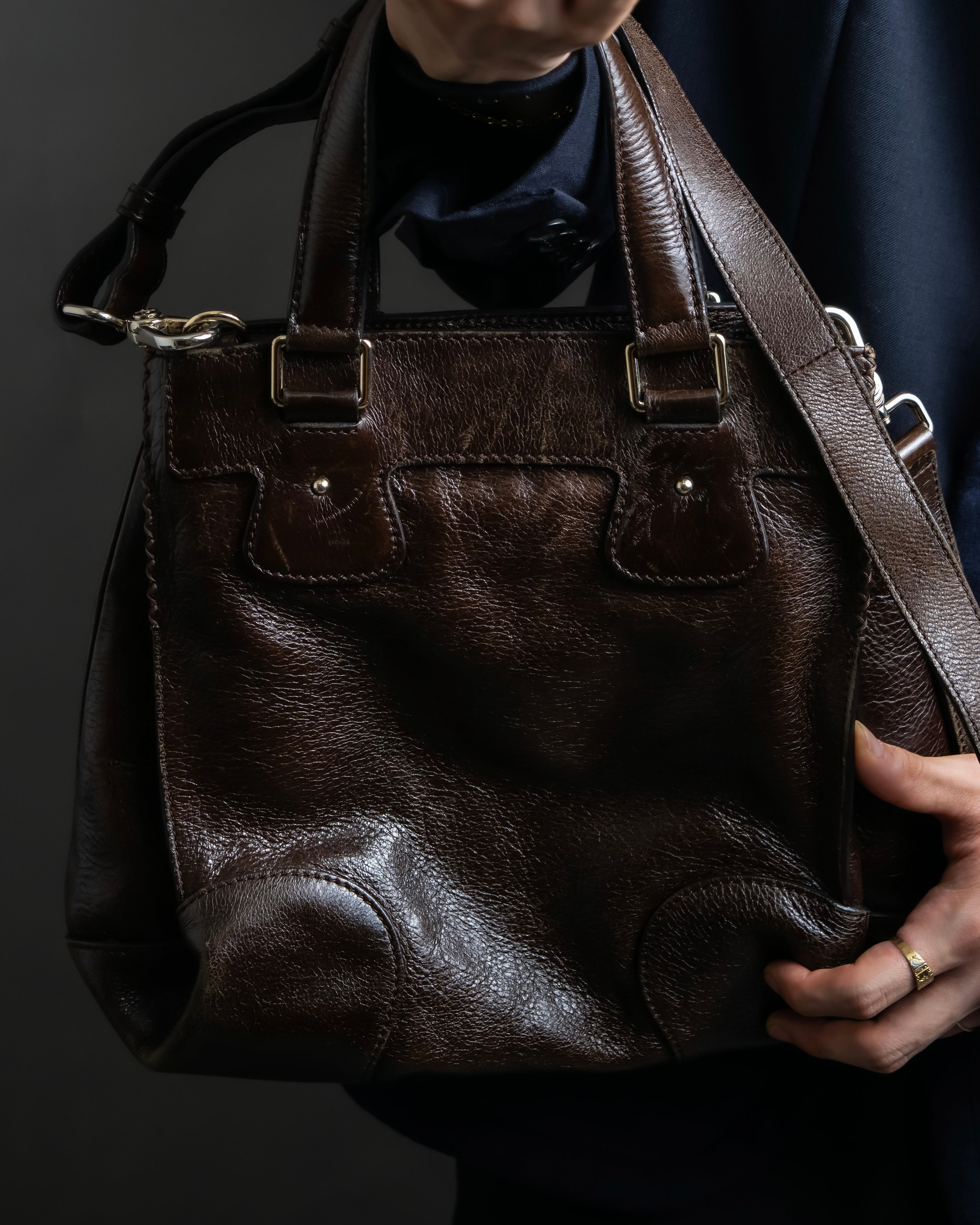 "CELINE" Carriage motif leather one handle bag