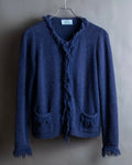 "PRADA" Fringe design box silhouette cardigan