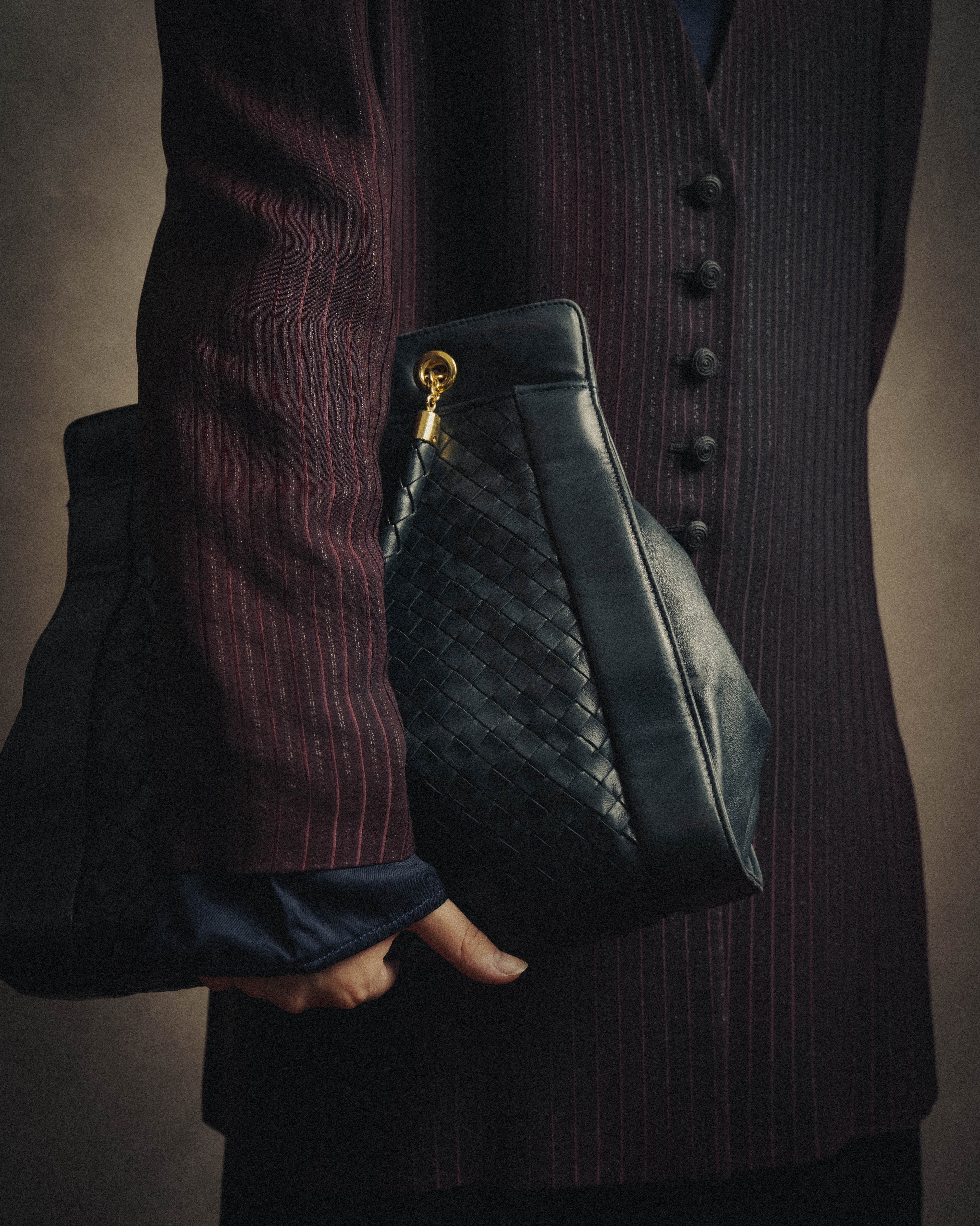 -SPECIAL- “Bottega Veneta” 00’s intrecciato braided handle oversized leather tote bag
