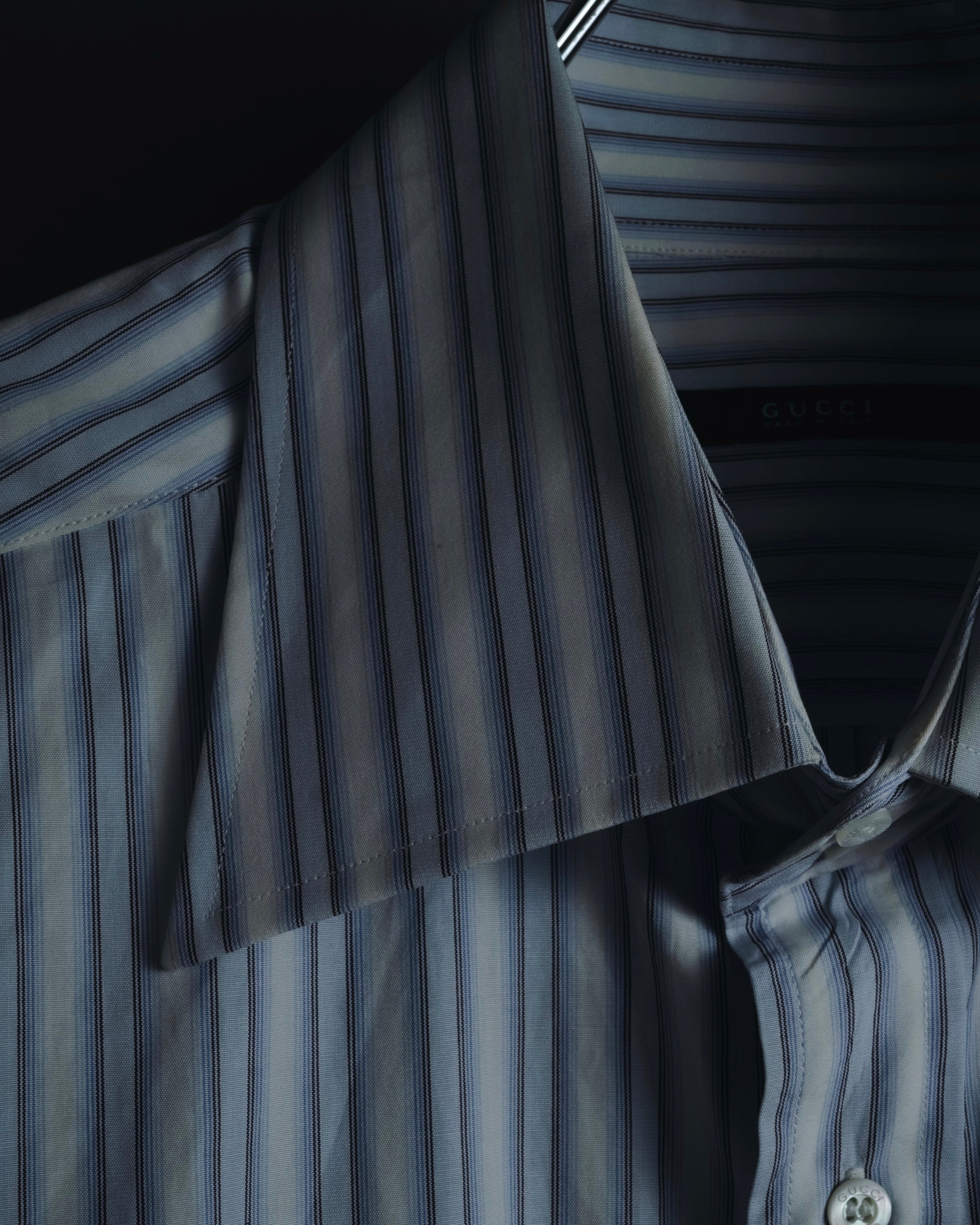 "GUCCI" Striped Spread Collar Shirt with Contrast Cuffs