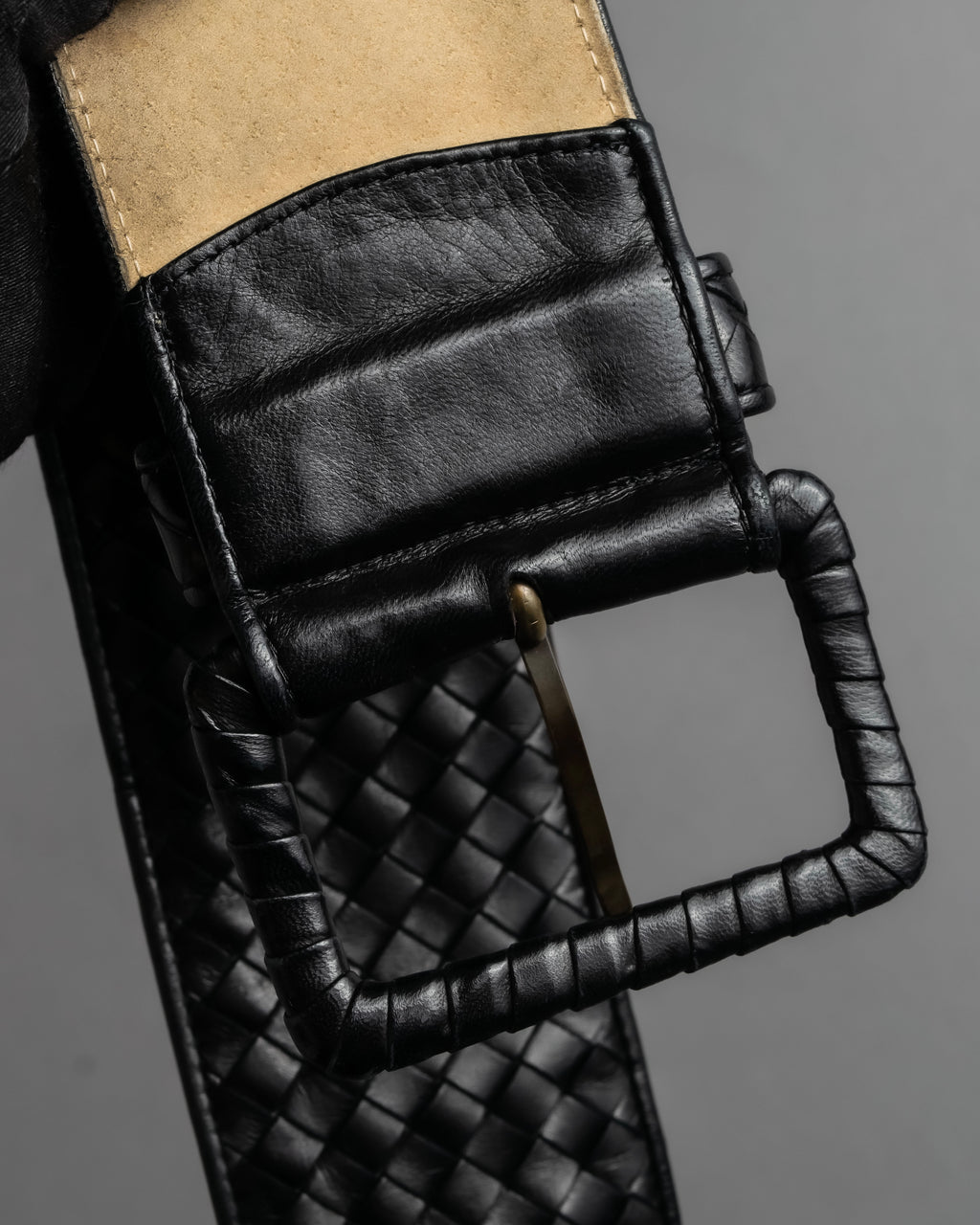 "BOTTEGA VENETA" Intrecciato style wide leather belt