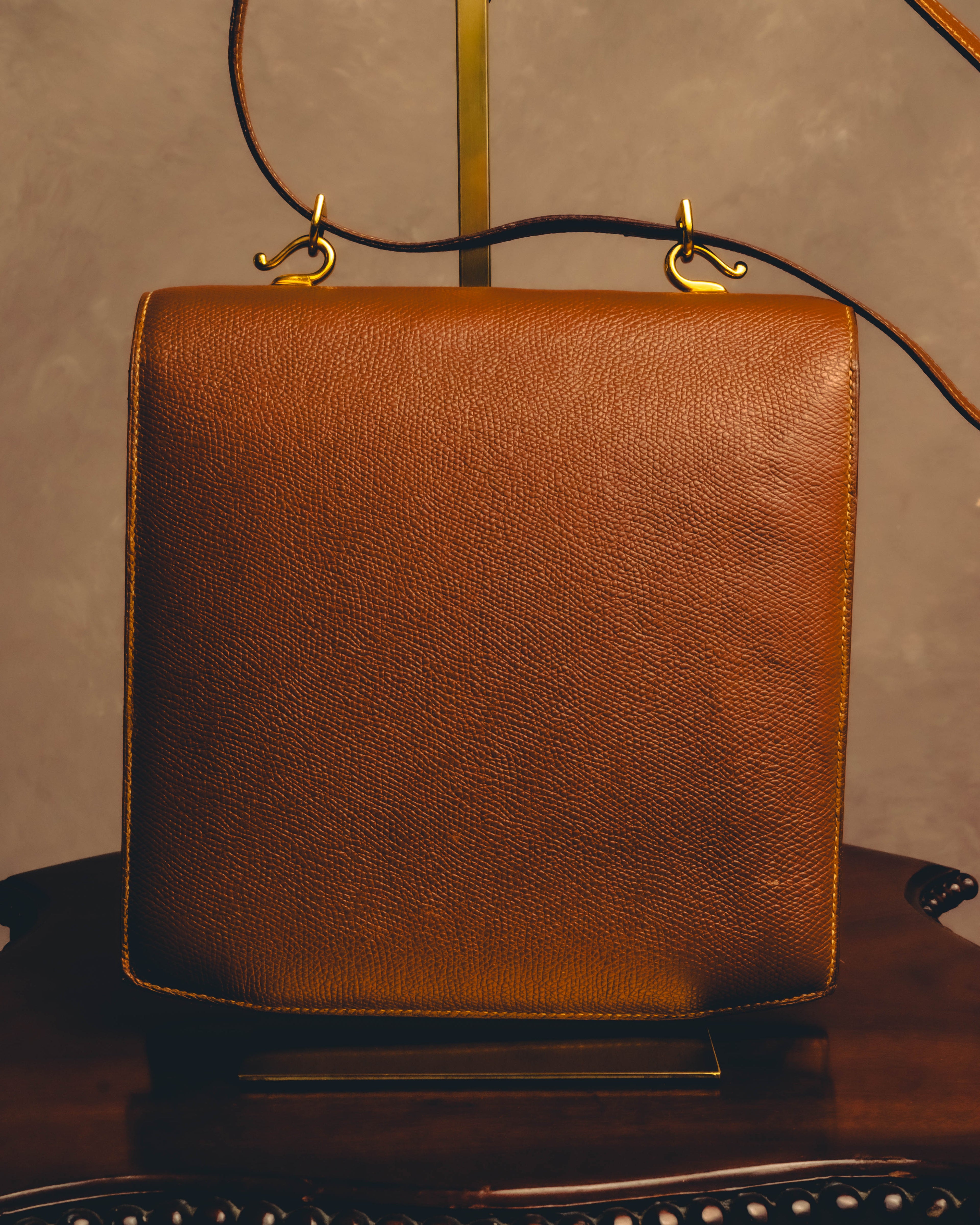 -SPECIAL- "Hermès" 80's Structured leather shoulder bag