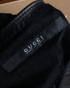 "GUCCI" Gold metal button design long leather gloves