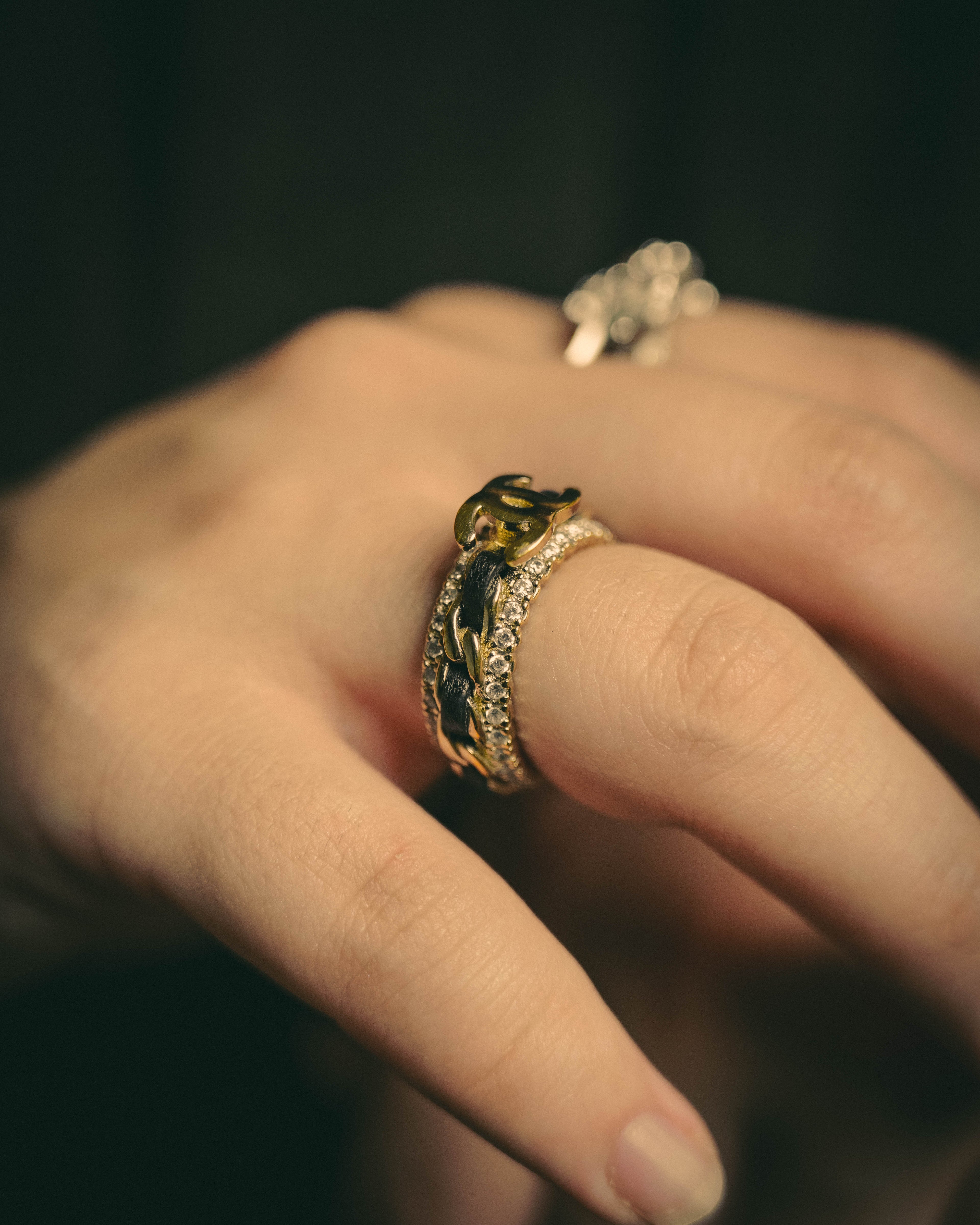 -SPECIAL- "CHANEL" Embellished costume jewelry ring