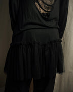 "RED VALENTINO" Distressed tulle skirt docking long pullover