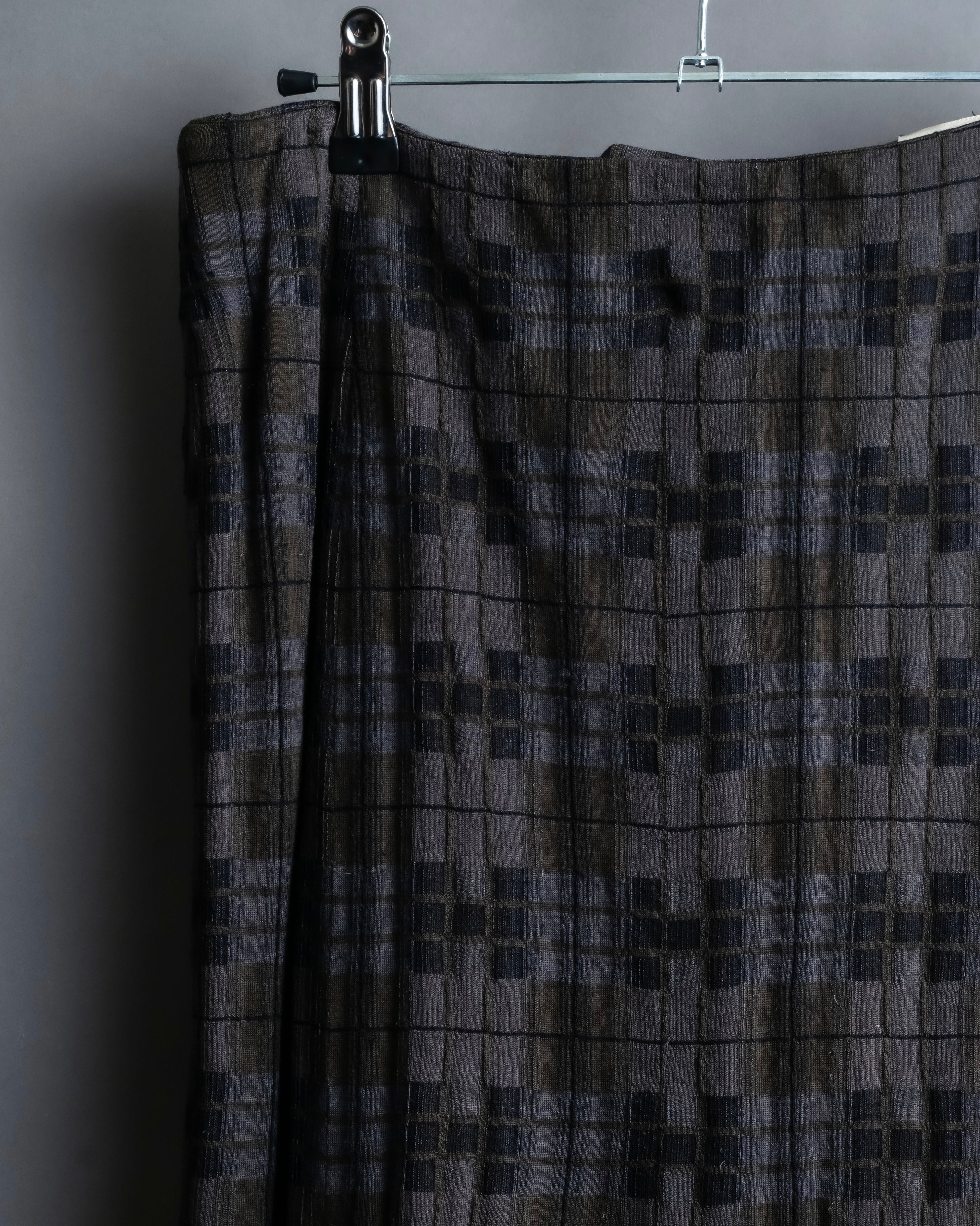 "HERMES" Check pattern cropped skirt