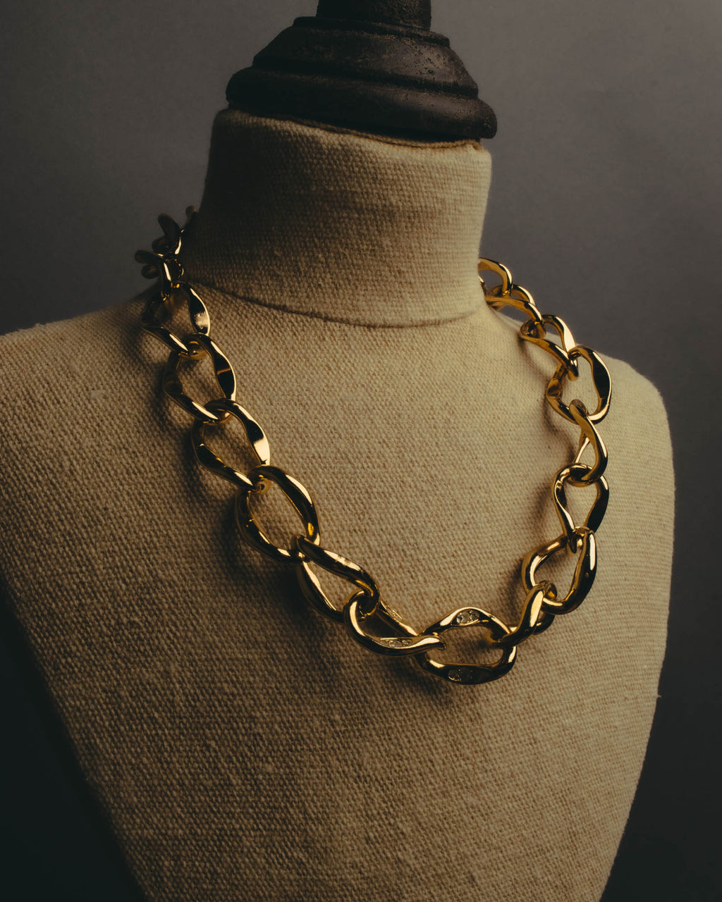 "Dior" Statement gold tone chain necklace