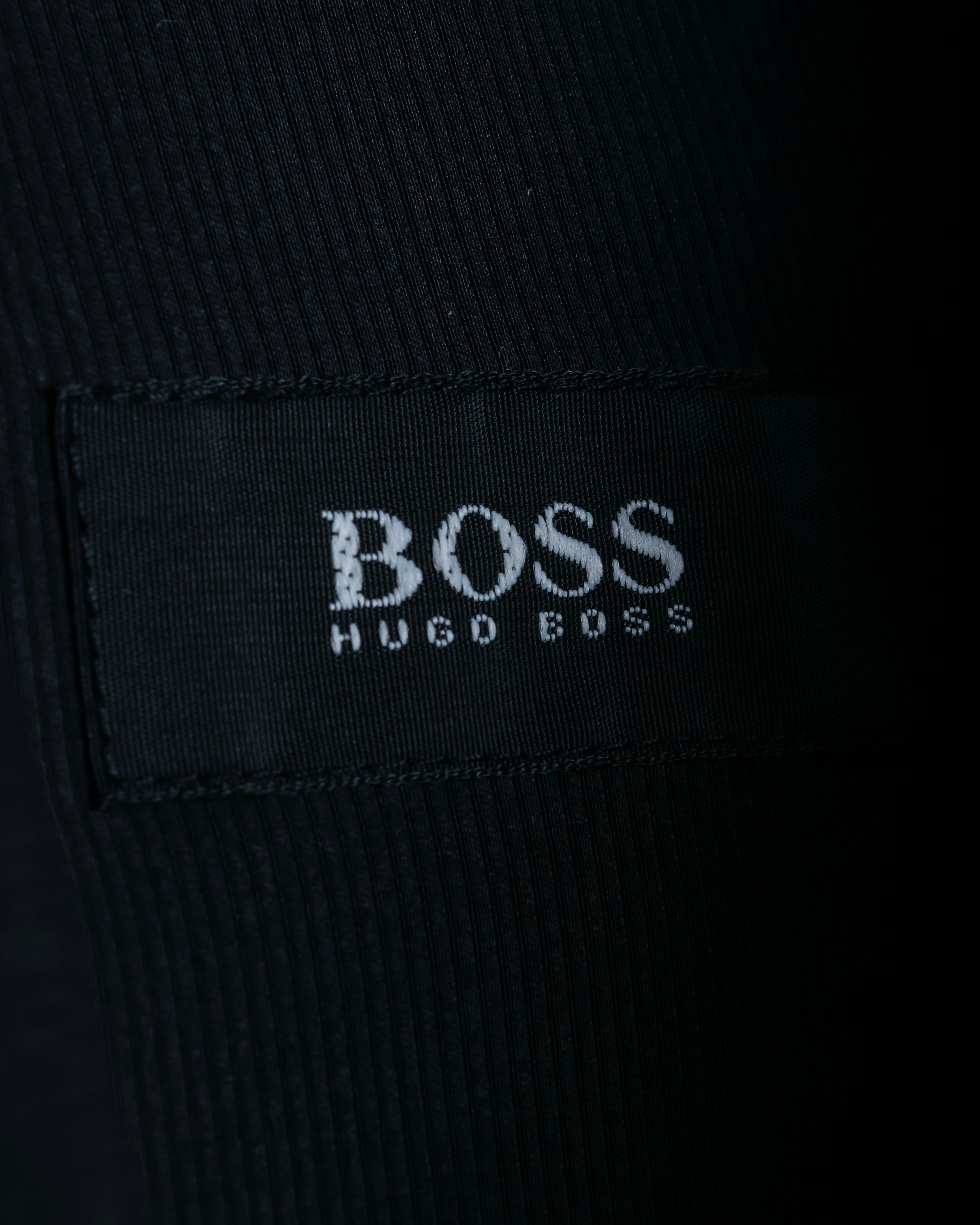 "HUGO BOSS" Striped fabric super oversized black shirt