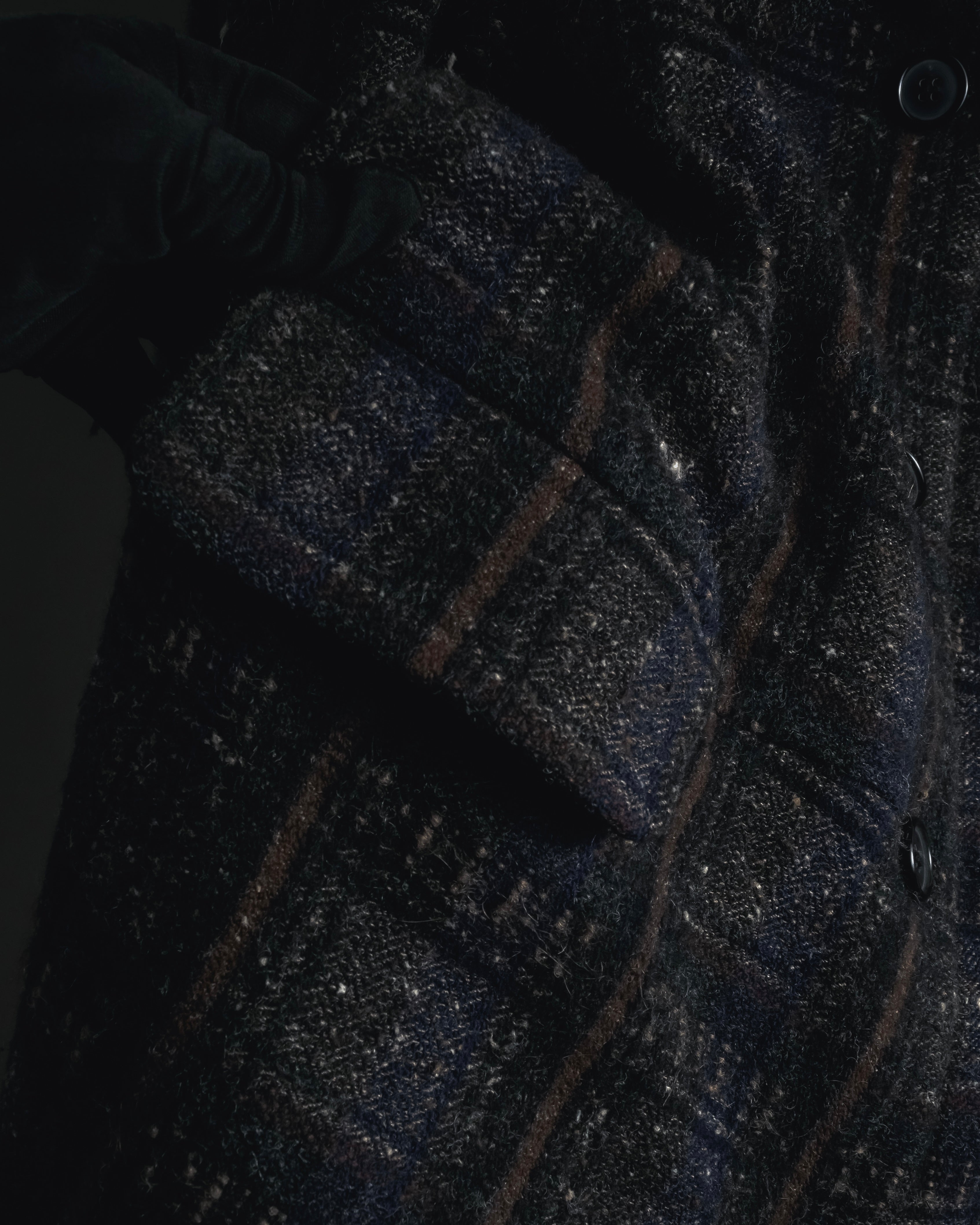 "MARNI" 90’s-00’s Textured plaid wool blend coat