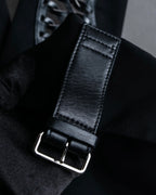 "LOUIS VUITTON" Leather tape cross knit detail vest